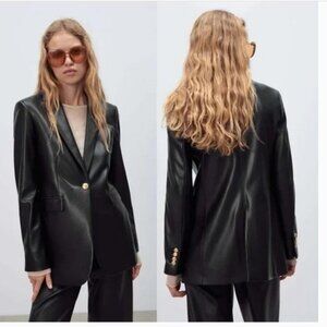 Zara Black Faux Keatger Women's Blazer, NWT, S